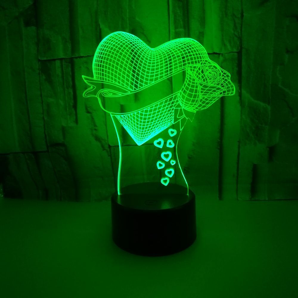 Loving Heart With Rose valentine gift Name 3D Table Lamp