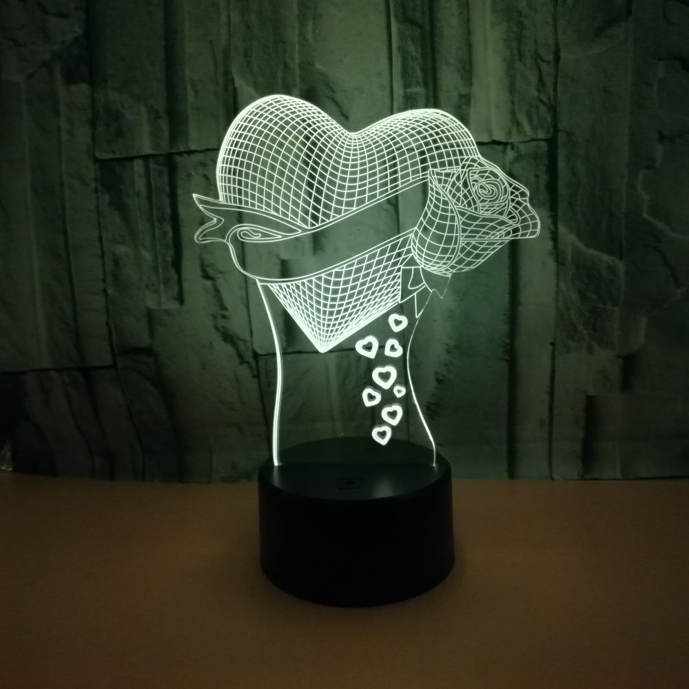 Loving Heart With Rose valentine gift Name 3D Table Lamp